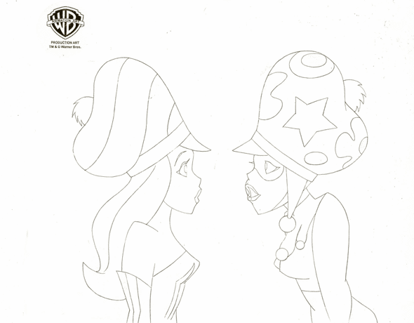 The new batman adventures original production drawing poison ivy and harley quinn