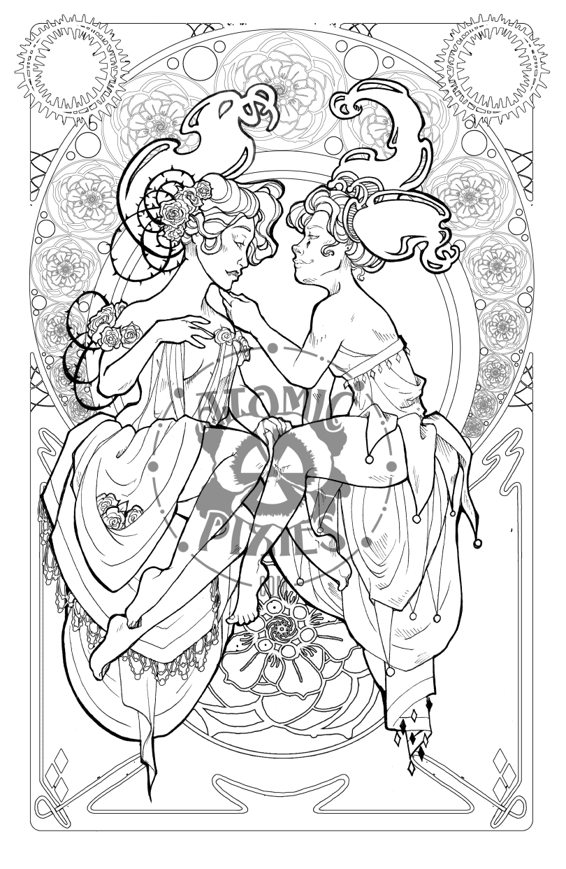 Harley quinn poison ivy art nerdveau coloring page