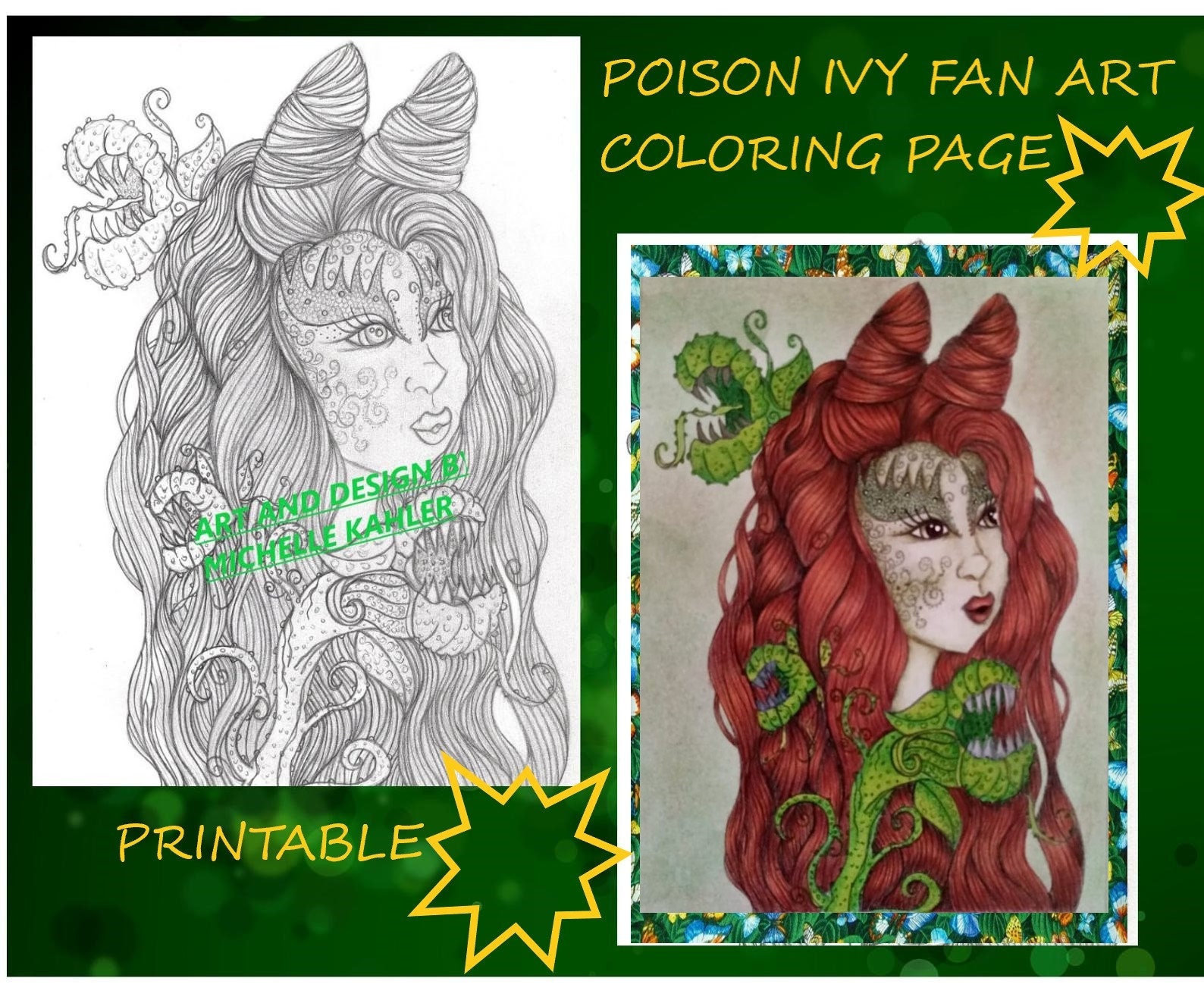 Coloring printable page of poison ivy penciltober