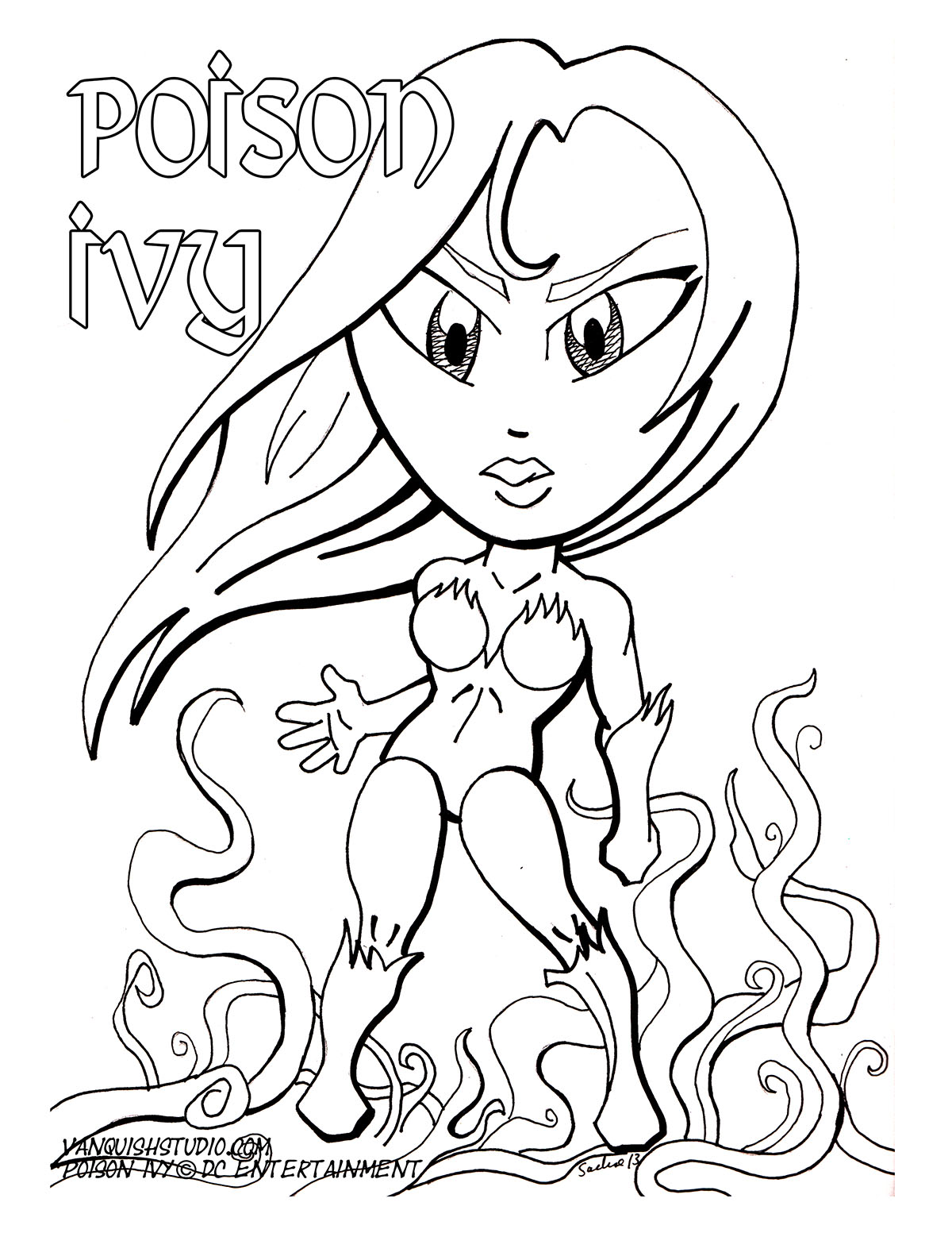 Poison ivy coloring page vanquish studio