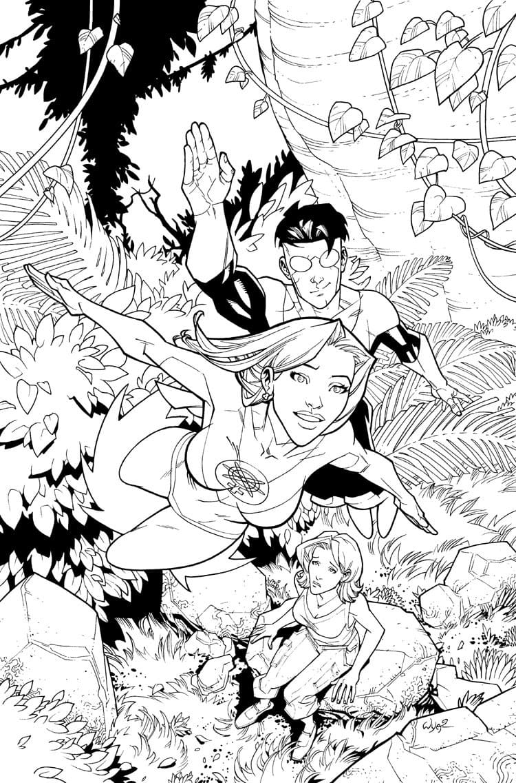 Invincible and atom eve coloring page