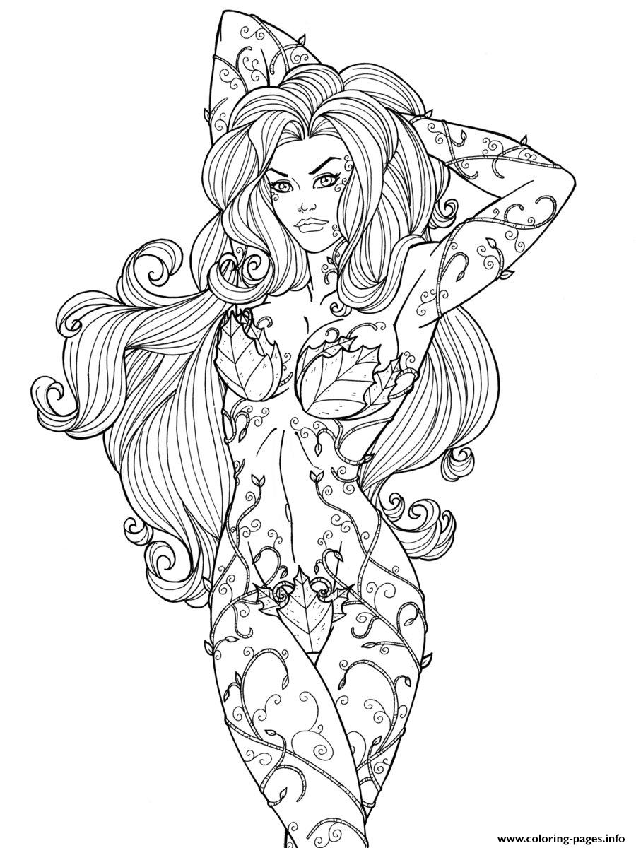 Girls of batman comics poison ivy coloring page printable