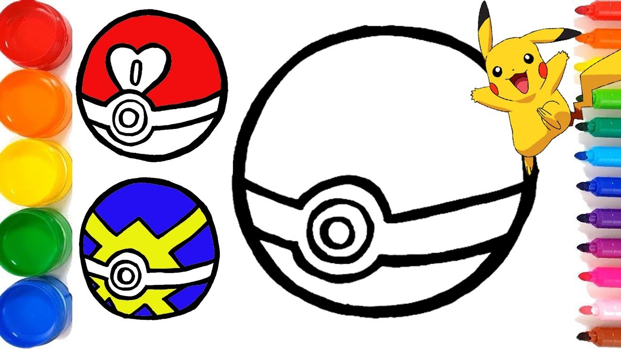 Pokeon pokeballs drawing and coloring for kids pokeon pikachu coloring pages