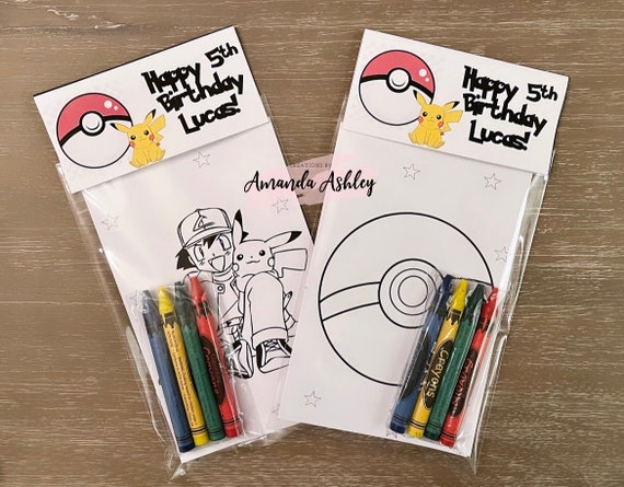 Poke coloring pages mini coloring pages pika birthday pokeball party favors coloring favors party supplies party decor