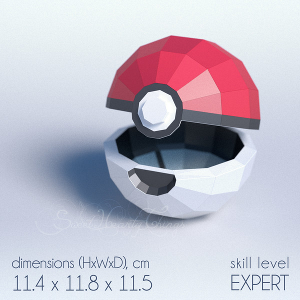 D papercraft pokeball pdf svg dxf studio templates