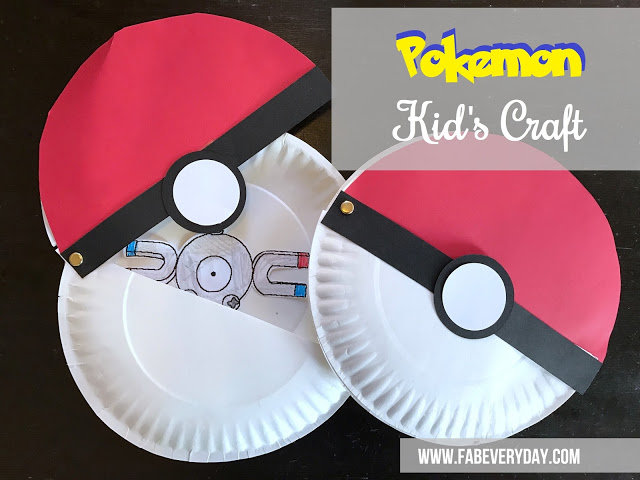 Pokemon kids craft diy paper plate poke ball