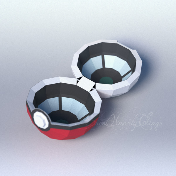 D papercraft pokeball pdf svg dxf studio templates