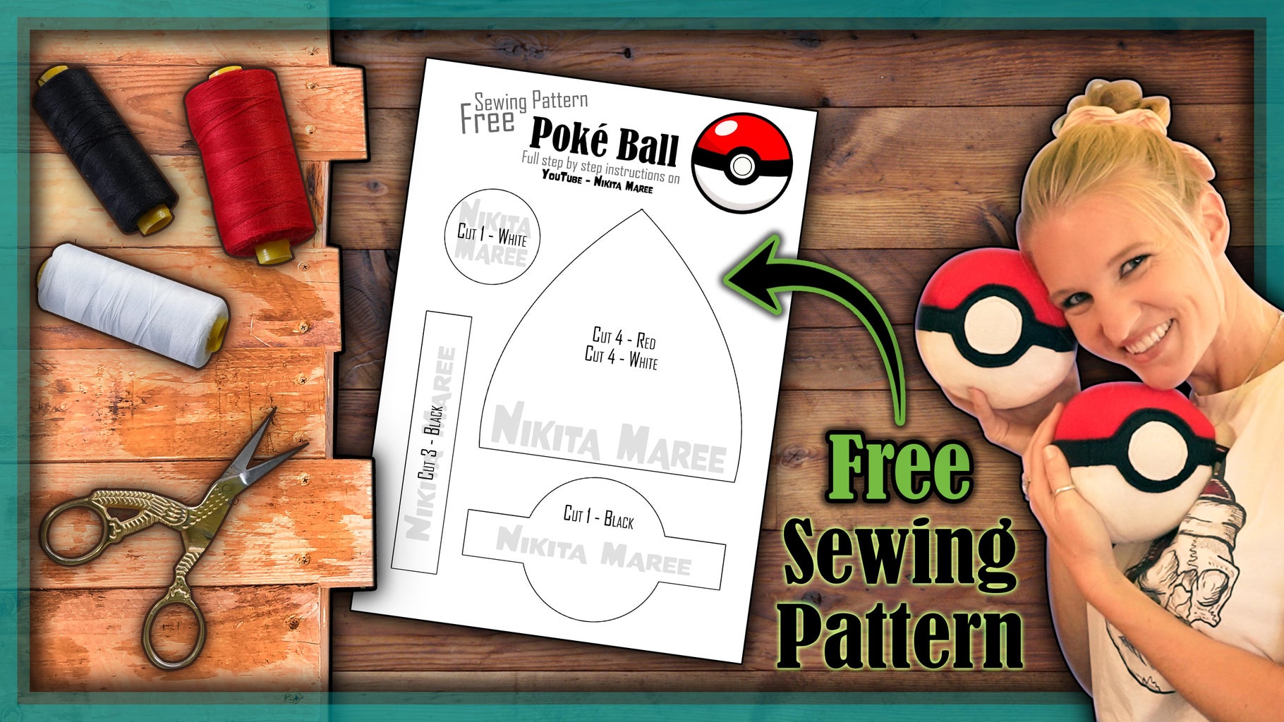 Diy plushie pokã ball with free sewing pattern steps with pictures