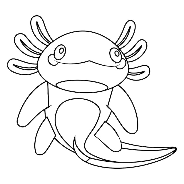 Premium vector axolotl coloring pages for kids premium vector