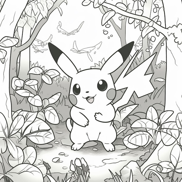 Premium ai image coloring pages for kids pokemon coloring pages for kids generative ai