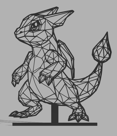 Geometric low poly charmeleon pokemon v by d print wolf