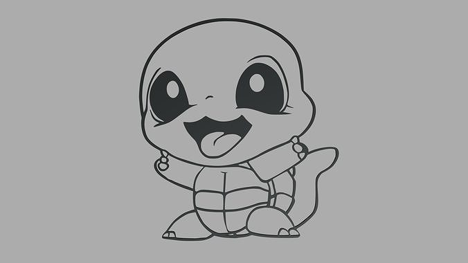 Squirtle wall silhouette d model d printable