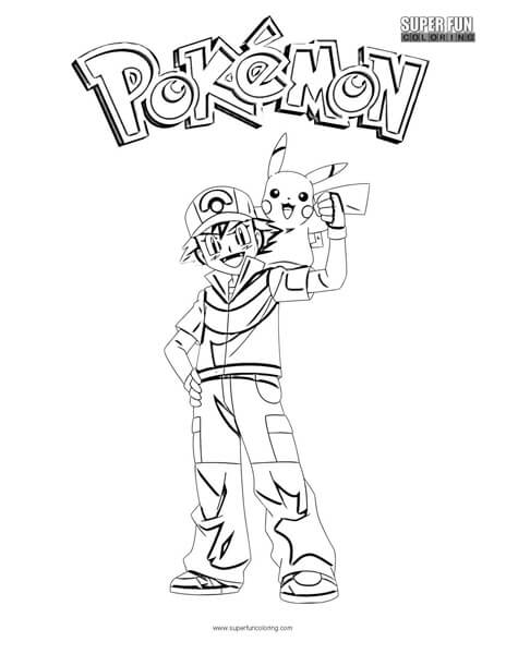 Ash and pikachu coloring page