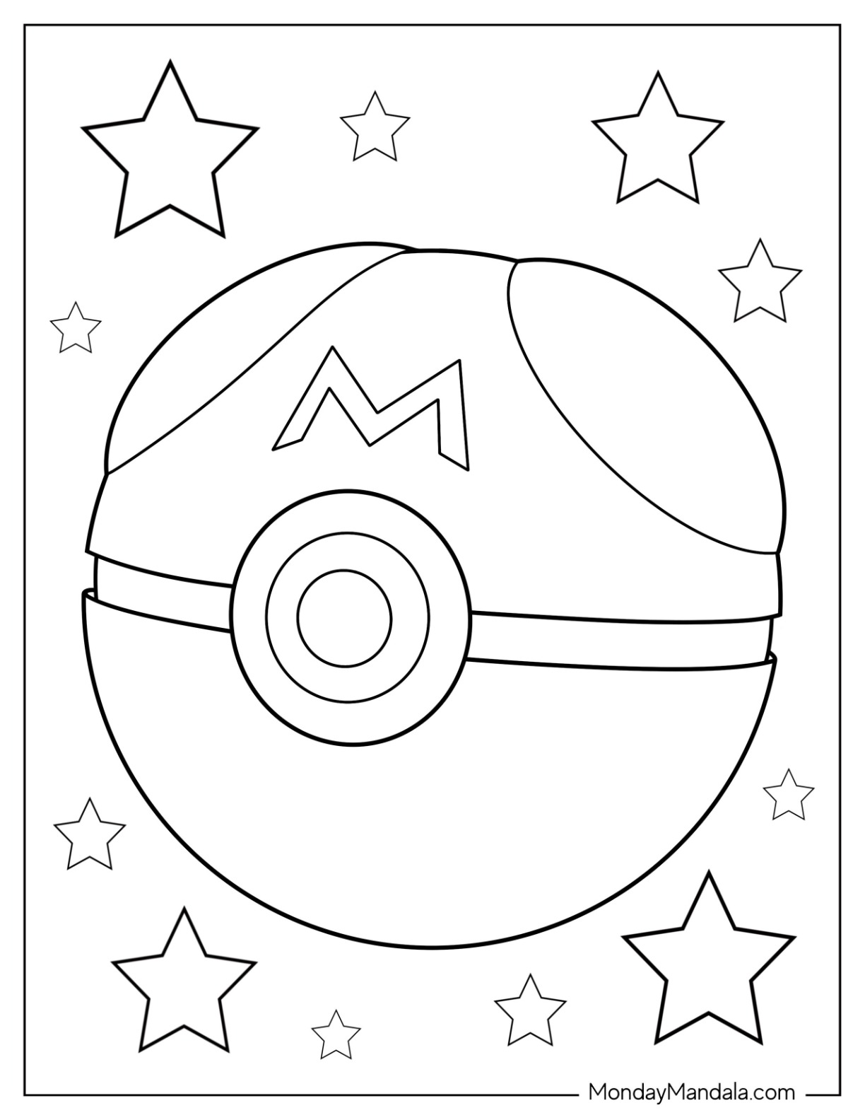 Pokãball coloring pages free pdf printables