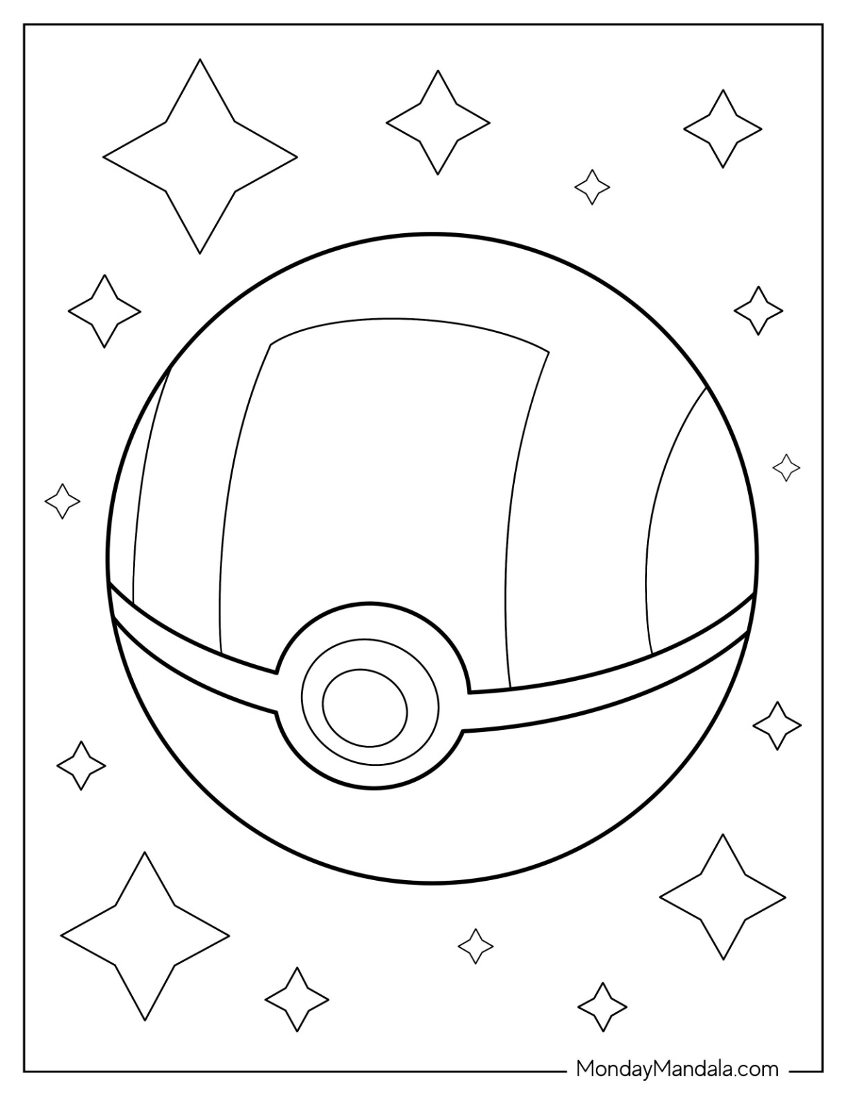 Pokãball coloring pages free pdf printables