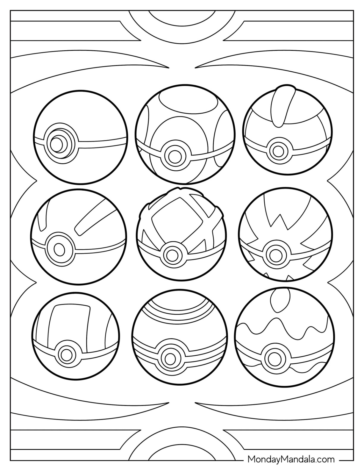 Pokãball coloring pages free pdf printables