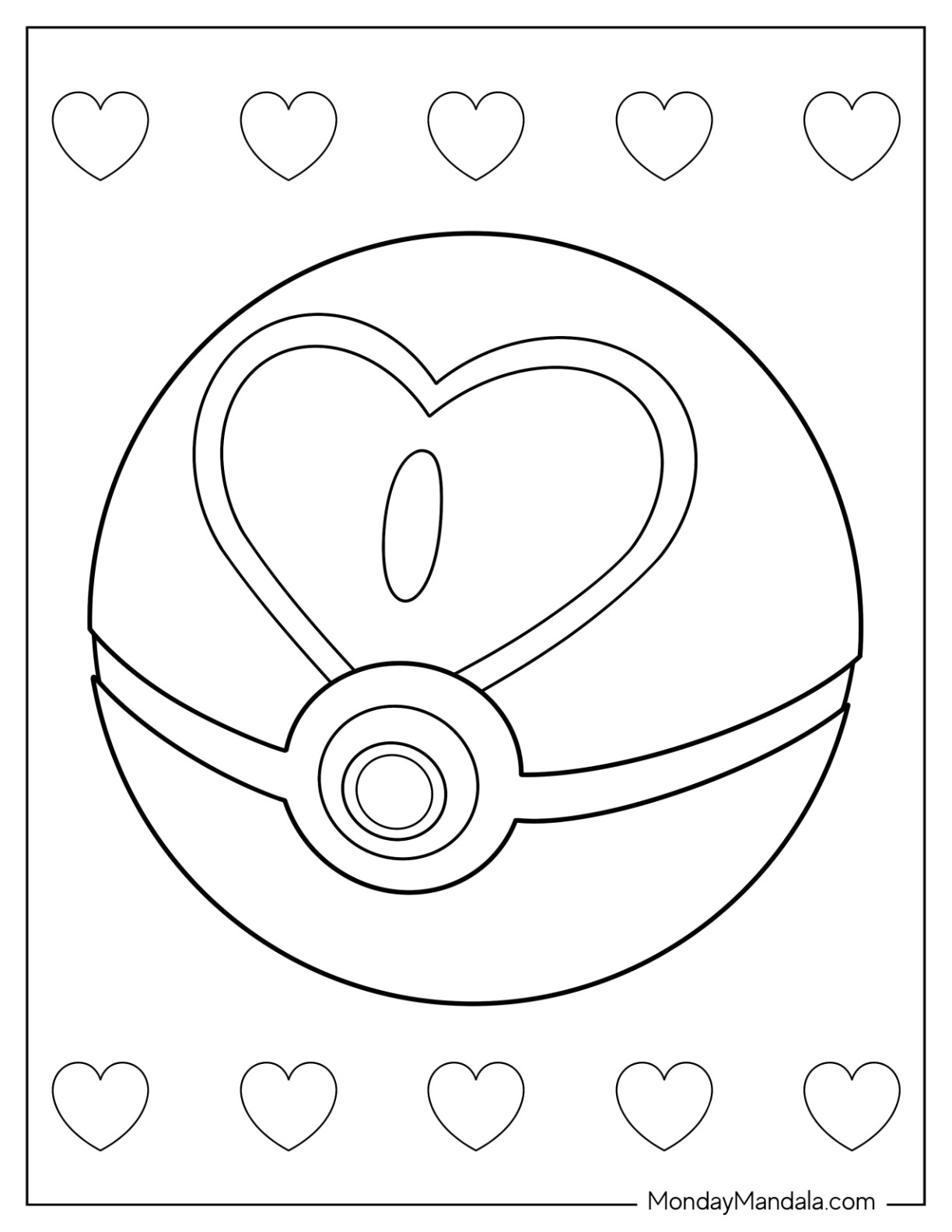 Pokãball coloring pages free pdf printables