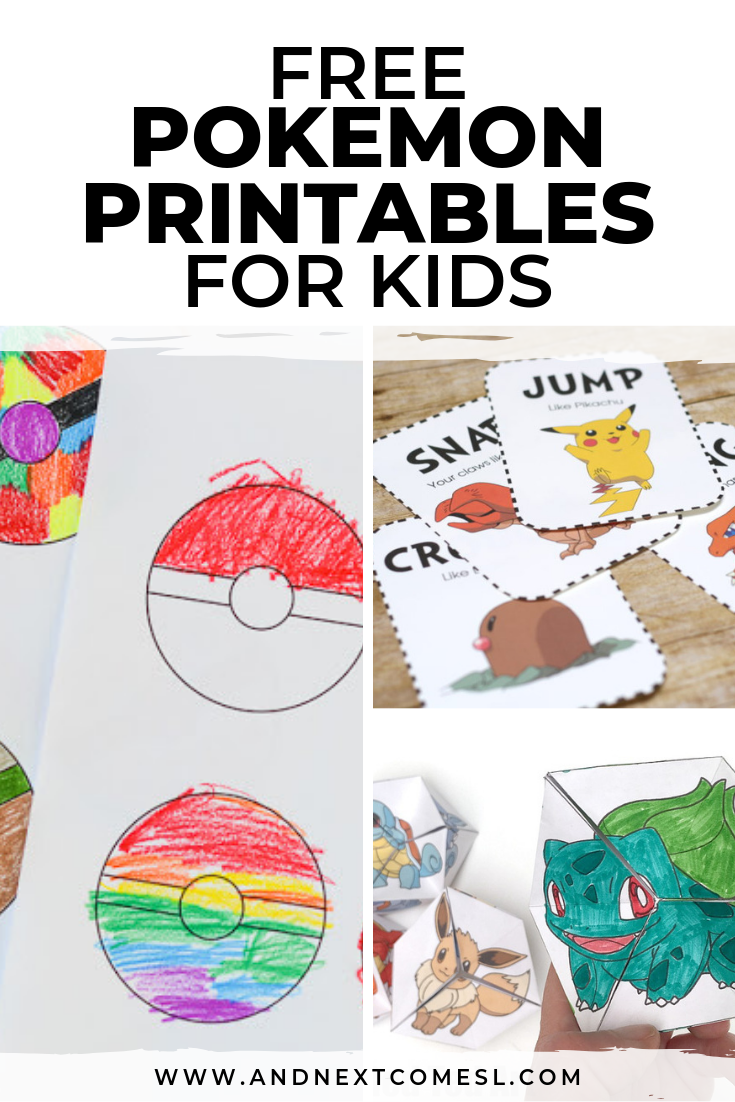 Free pokemon printables for kids and next es l