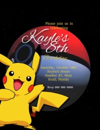 K free templates for pokemon birthday party invitation template