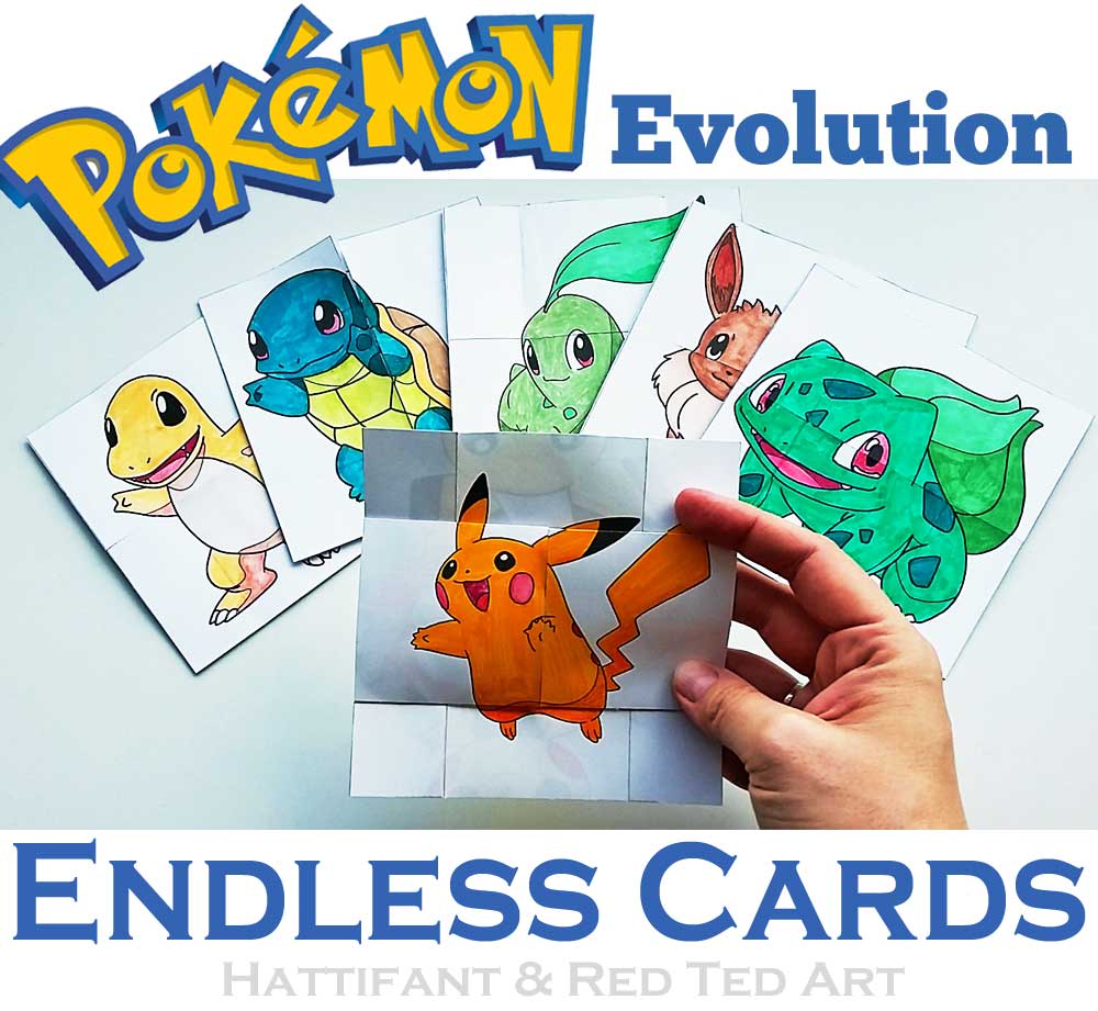 Paper toys pokemon evolution endless cards