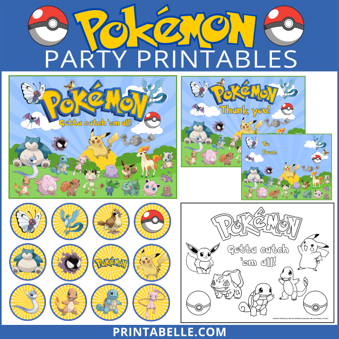 Pokemon party printable set