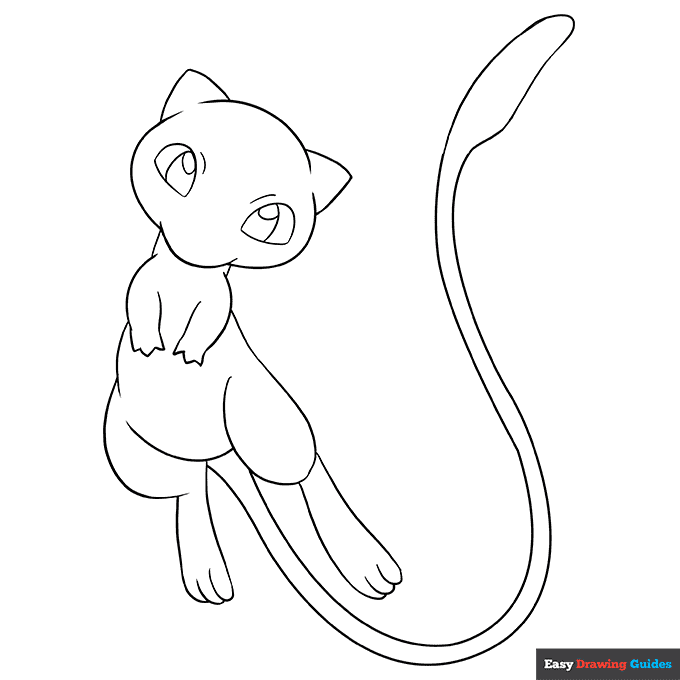 Mew coloring page easy drawing guides