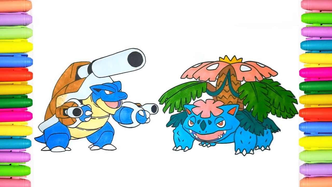 Pokemon coloring book mega blastoise and mega venusaur