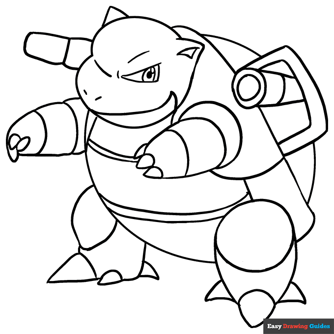 Blastoise coloring page easy drawing guides