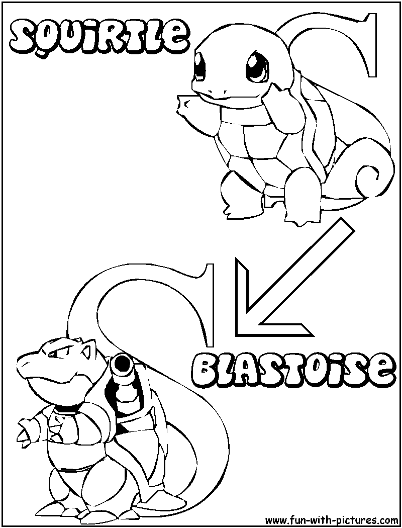 S squirtle blastoise coloring page