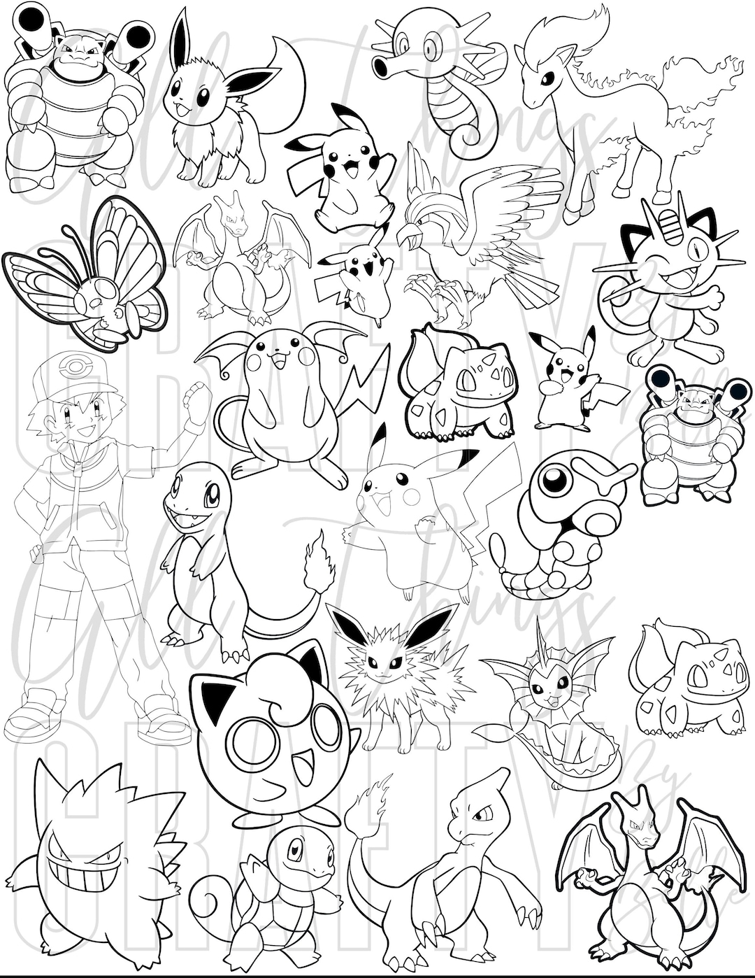 Pokemon coloring sheets digital pdf coloring pages