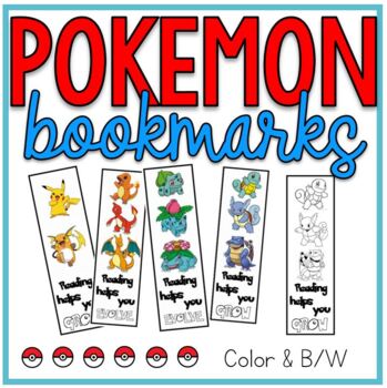 Pokemon reading bookmarks by hello fourth tpt