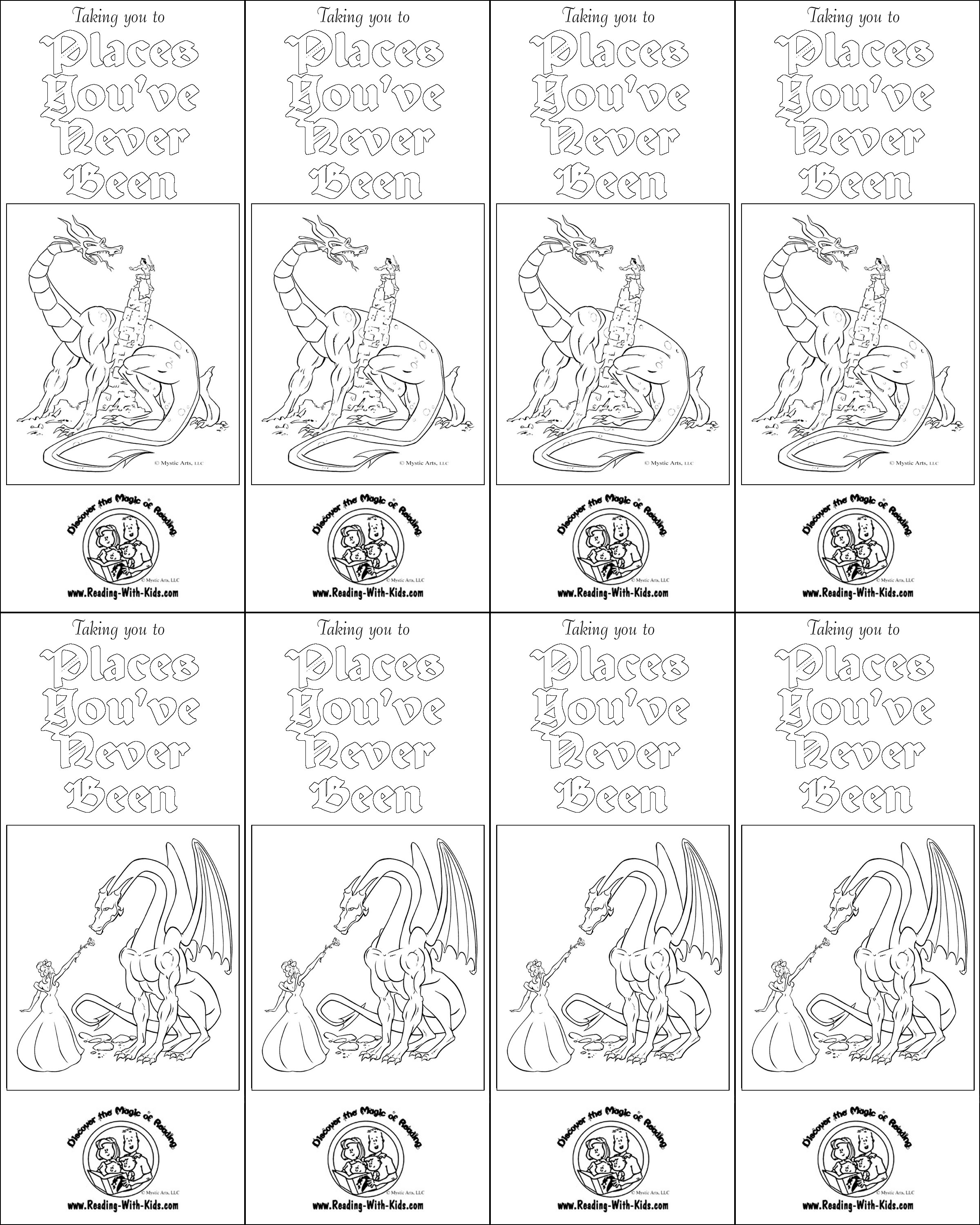 Fantasy and dragon coloring pages