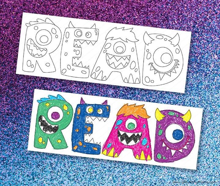 Free printable coloring monster bookmarks artsy