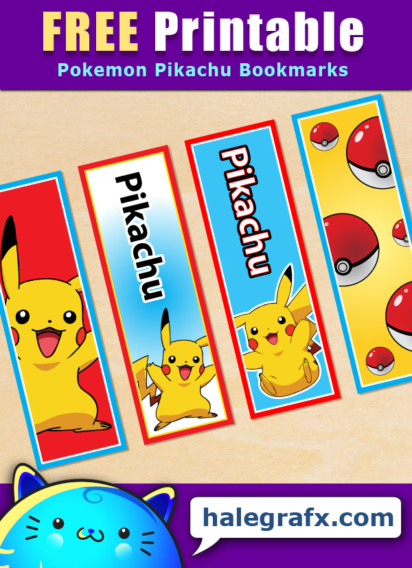 Free printable pokãmon pikachu bookmarks