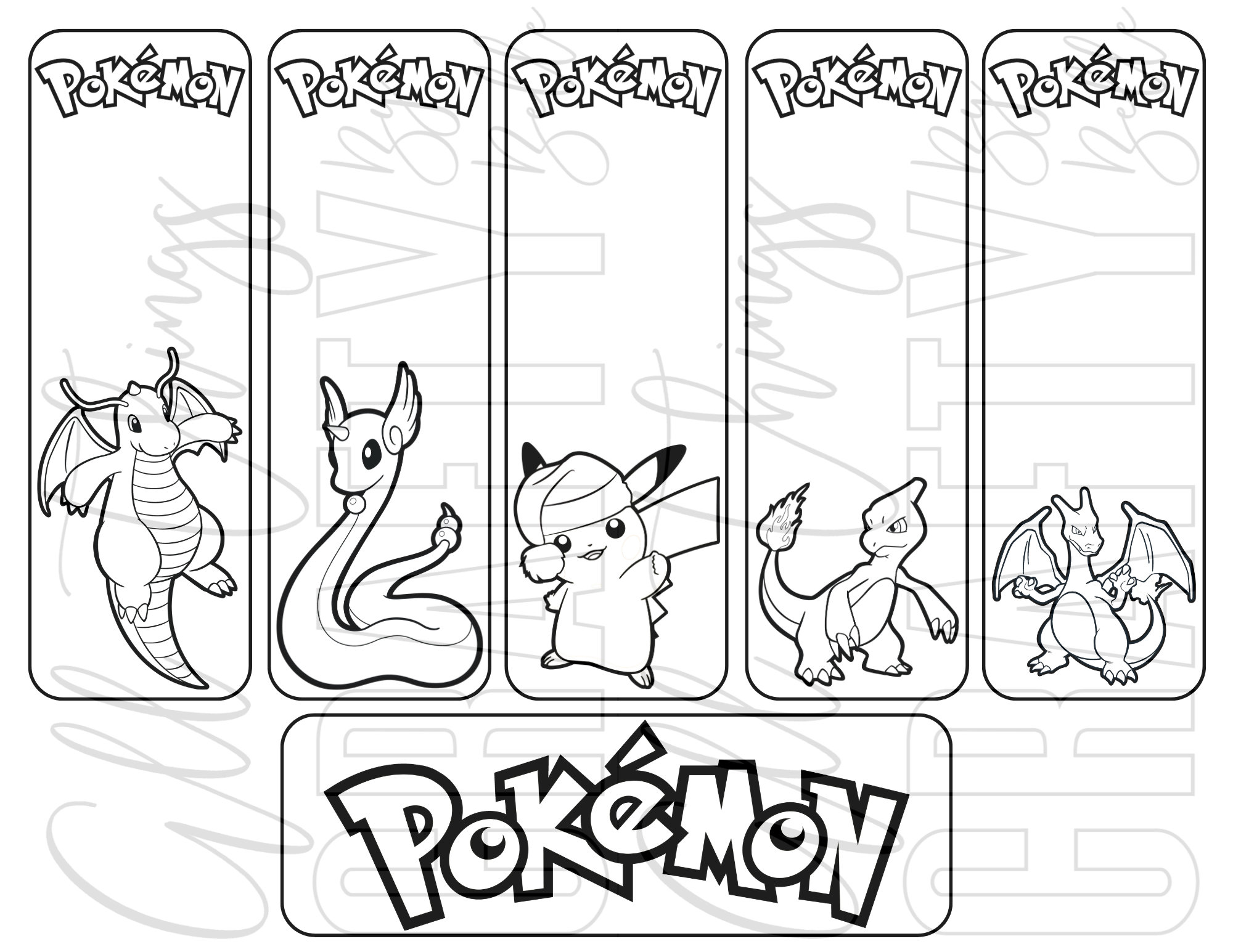 Pokemon printable coloring bookmarks pdf files individual bookmarks