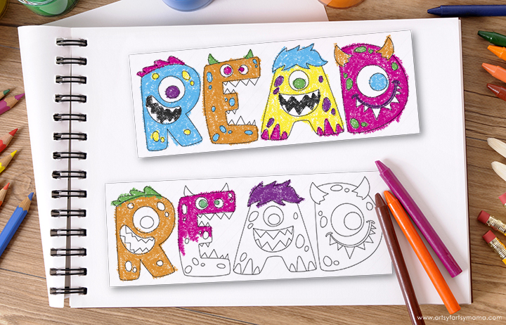 Free printable coloring monster bookmarks artsy