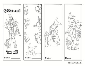 Free pokemon themed reading bookmarks pokemon bookmarks to color