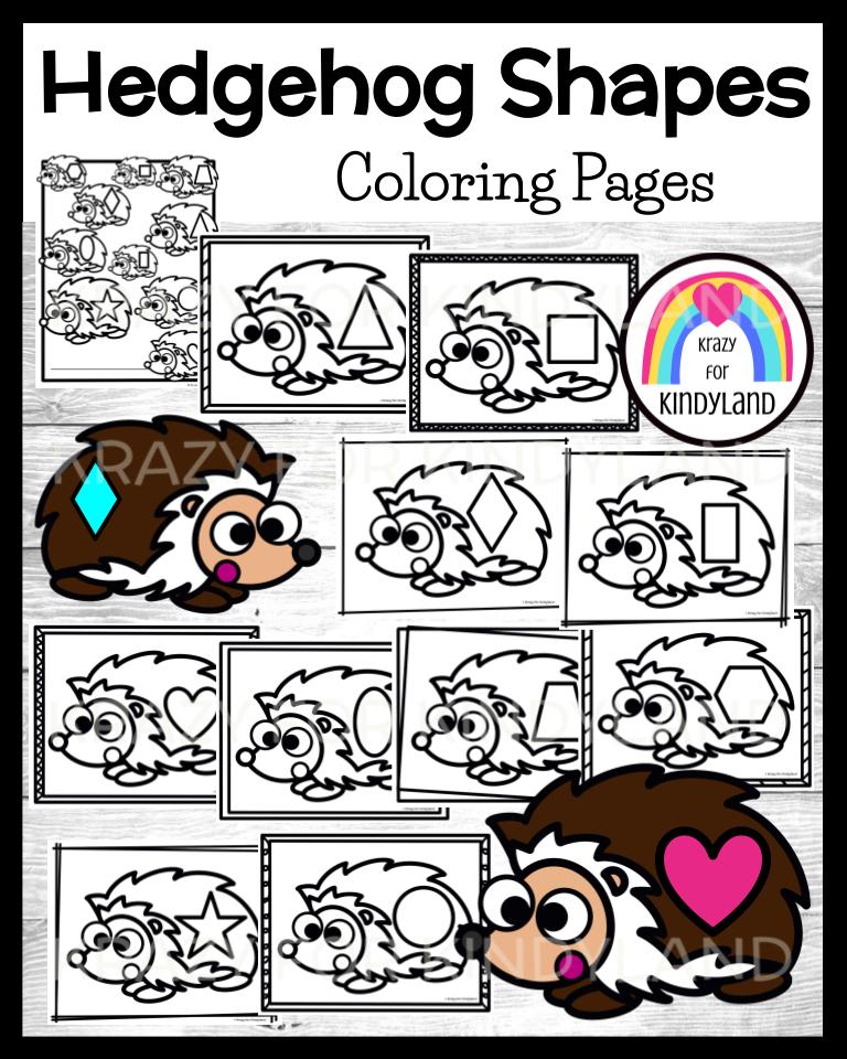 Hedgehog shape coloring pages booklet winter fall hibernation