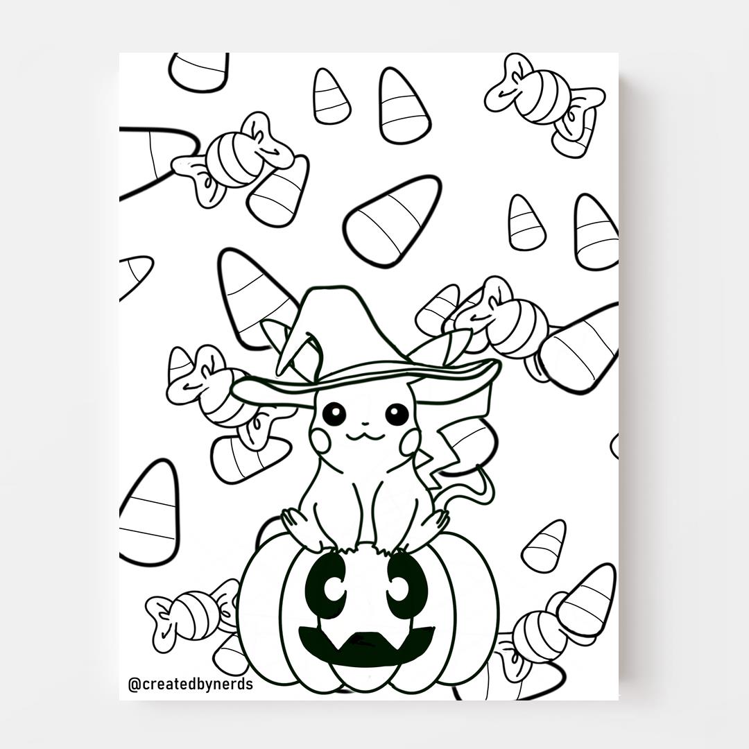 Cbn nerd fandom geek downloadable witchy electric mouse coloring page â created by nerds