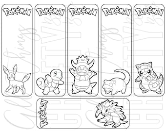 Pokemon printable coloring bookmarks pdf files individual bookmarks