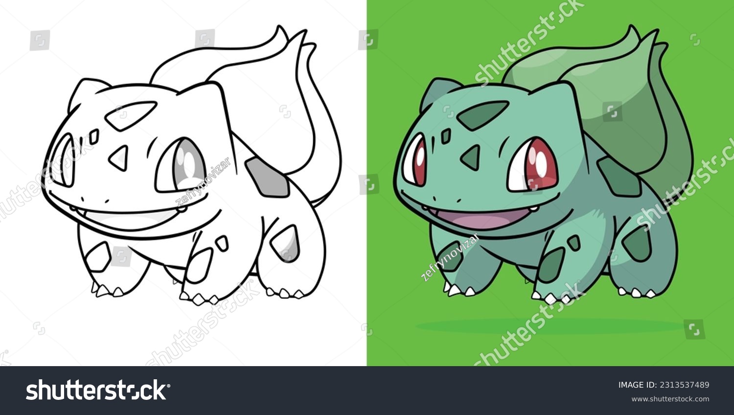 Bulbasaur pokemon created on june stock vector royalty free