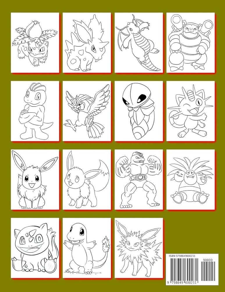 Pokemon coloring book coloring book for kids pokemon characters pikachu dragonite charmander eevee squirtle bulbasaur coloring pages pokemon coloring pages pokemon characters unofficial books