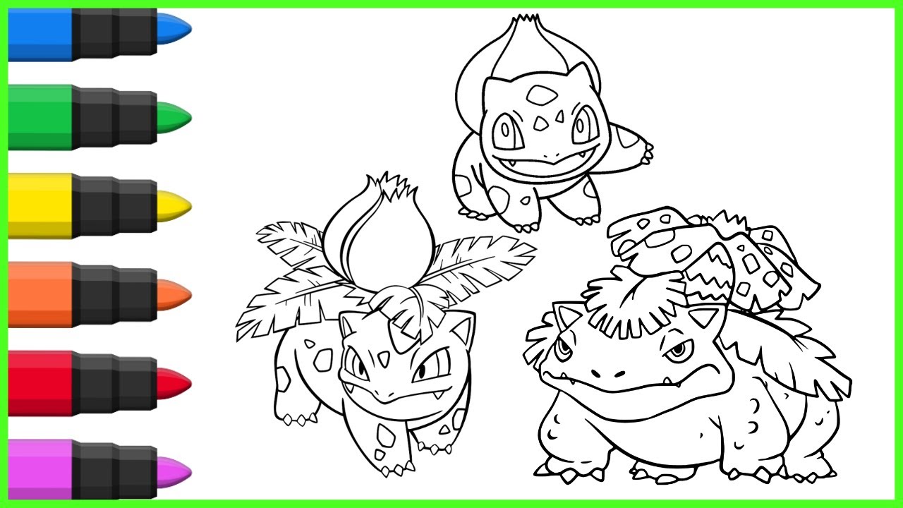 Pokeon coloring bulbasaur evolution ivysaur venasaur pokeon coloring book pages