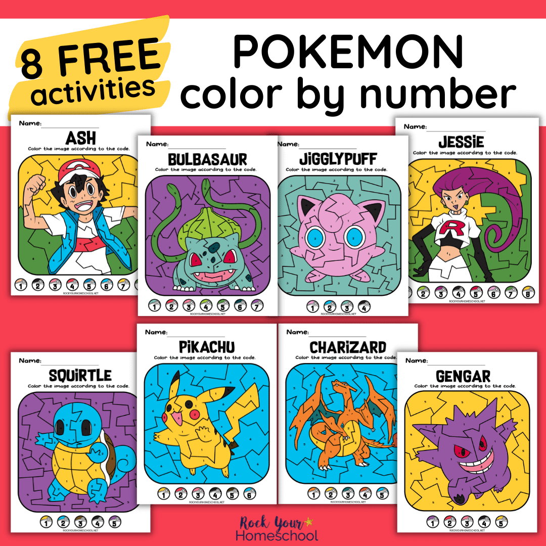 Pokemon color by number activities