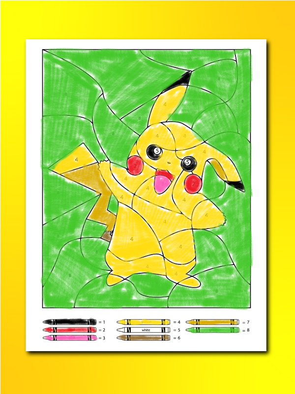 Free pokemon color by number printable worksheets