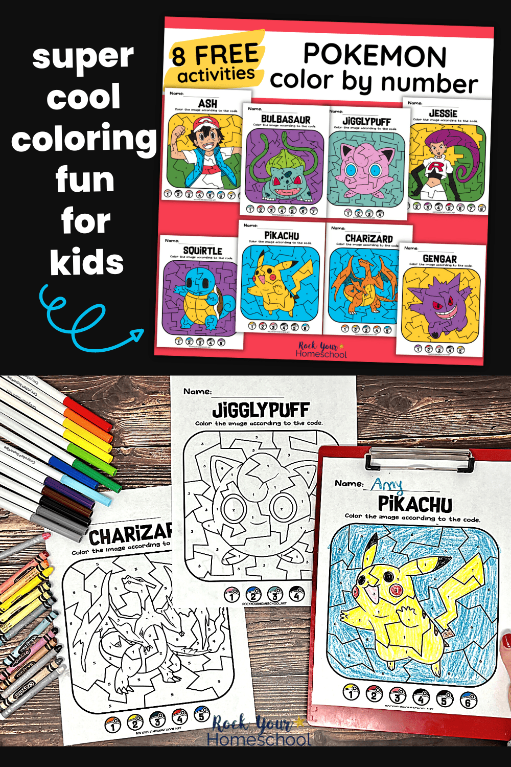 Pokemon color by number activities super fun for kids free