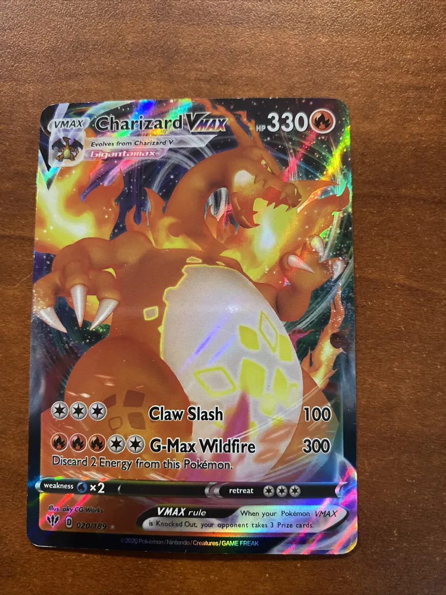 Charizard vmax pokãmon card extra rare hasbro trading card bright color