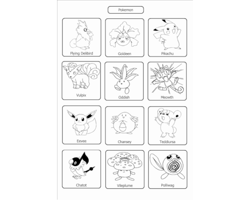 Pokemon colouring sheet