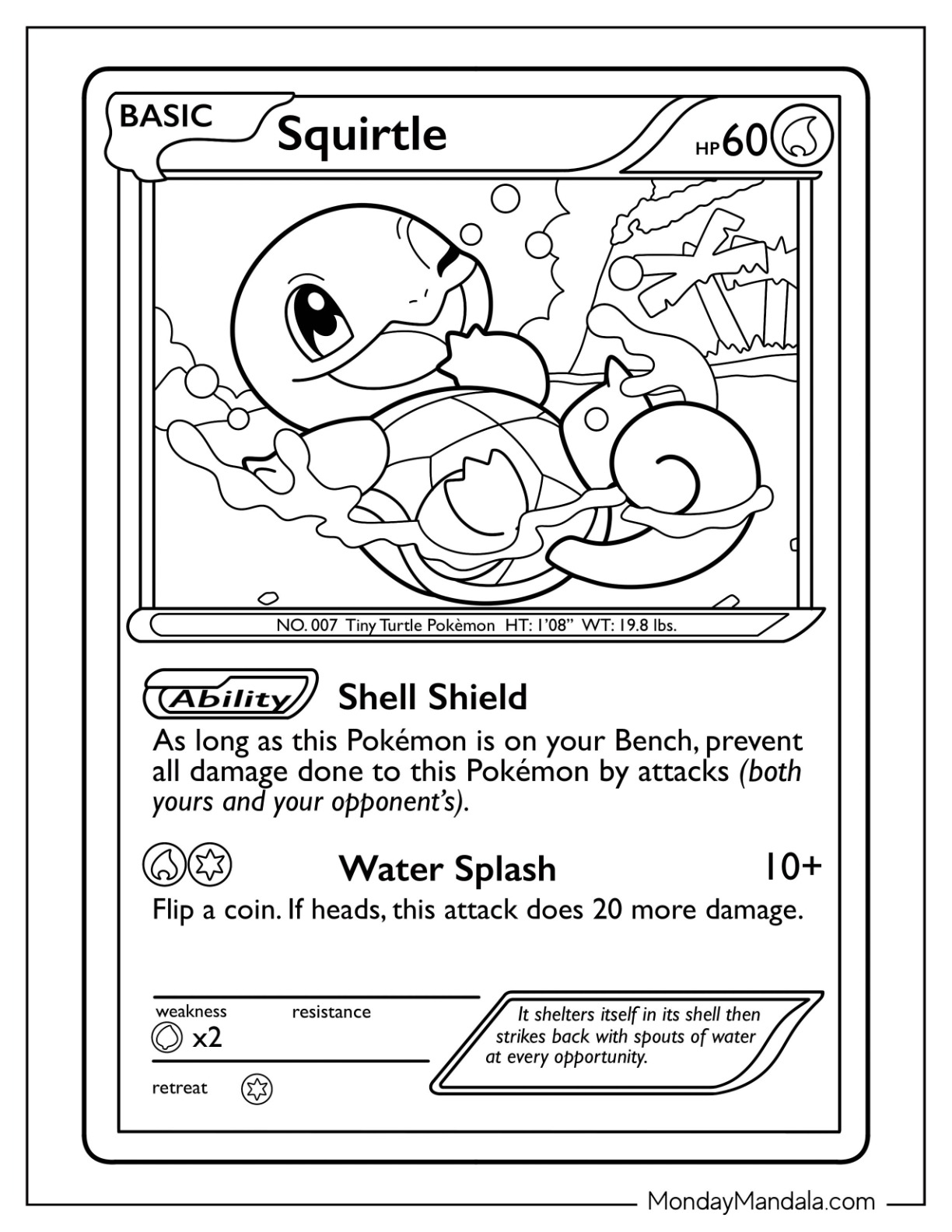 Squirtle coloring pages free pdf printables