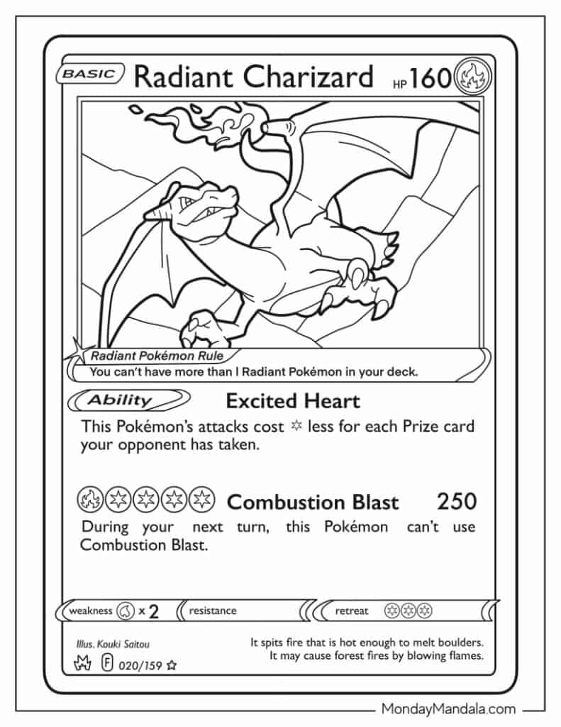 Charizard coloring pages free pdf printables